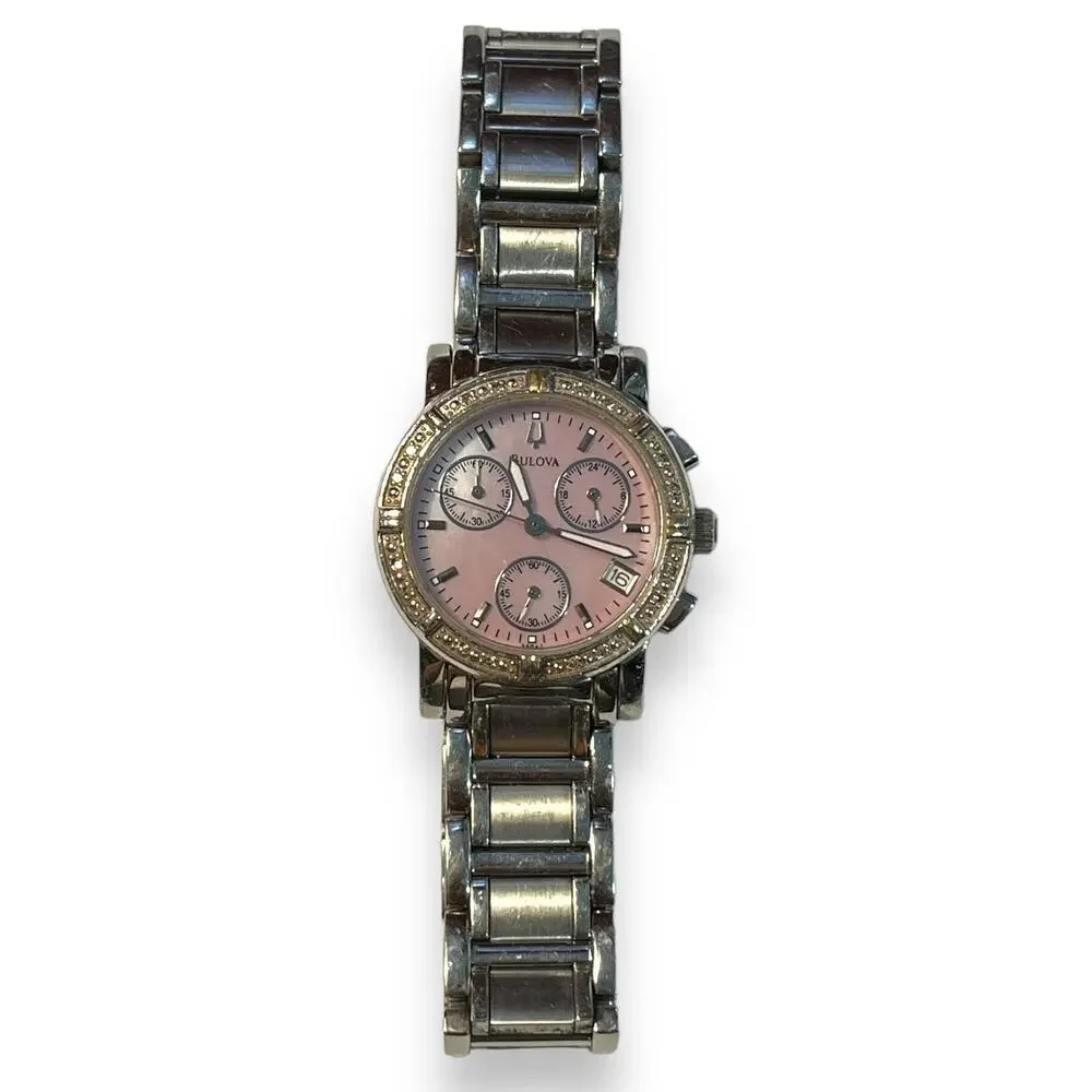 Pink Faced Bulova Ladies Wristwatch